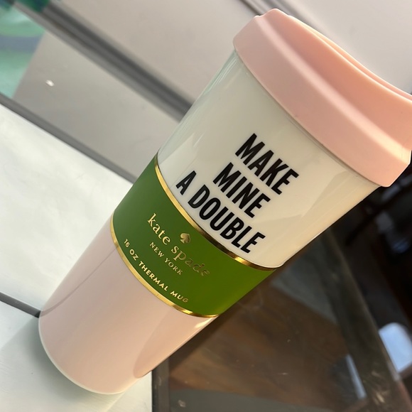 kate spade Other - NEW Kate Spade Make Mine a Double Thermal cup mug 16 oz. Perfect for traveling